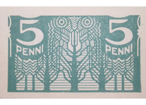 Банкнота Эстония 5 (пять) пенни 1919 год. Pick 39. UNC