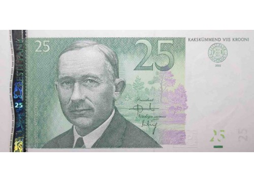 Банкнота Эстония 25 (двадцать пять) крон 2002 год. Pick 84a. UNC