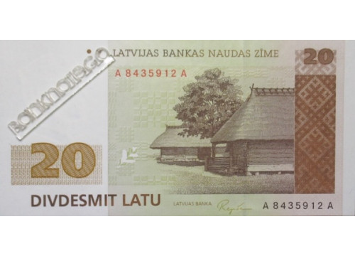 Банкнота Латвия 20 (двадцать) лат 1992 год. Pick 45. UNC