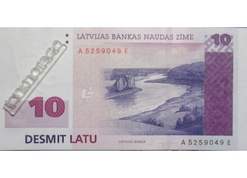 Банкнота Латвия 10 (десять) лат 2000 год. Pick 50. UNC