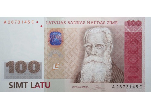 Банкнота Латвия 100 (сто) лат 2007 год. Pick 57a. UNC