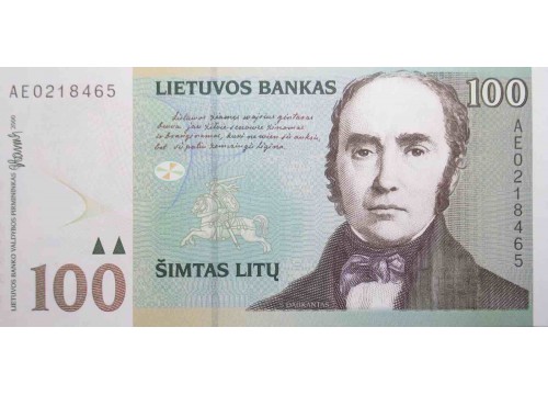 Банкнота Литва 100 (сто) лит 2000 год. Pick 62. UNC
