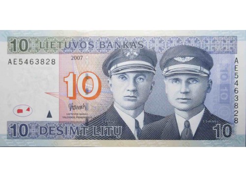 Банкнота Литва 10 (десять) лит 2007 год. Pick 68. UNC