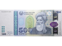 Банкнота Таджикистан 500 (пятьсот) сомони 2010 год. Pick 22. UNC