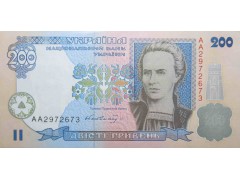 Банкнота Украина 200 (двести) гривен 2001 год. Pick 115a. UNC