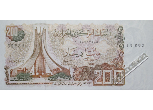 Банкнота Алжир 200 (двести) динар 1983 год. Pick 135a2.UNC