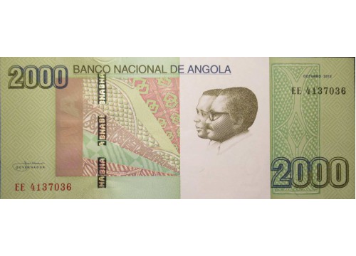 Банкнота Ангола 2000  (две тысячи) кванза 2012 год. Pick 157.1. UNC