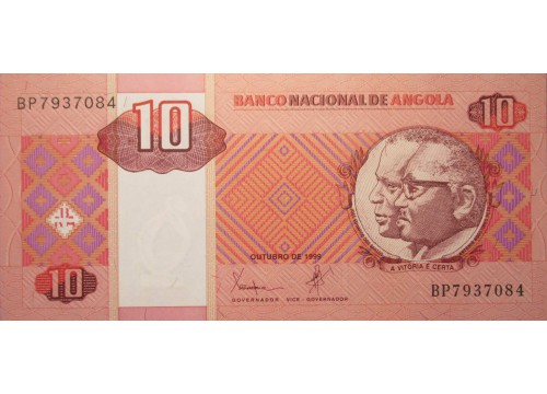 Банкнота Ангола 10 (десять) кванза 1999 год. Pick 145a. UNC 