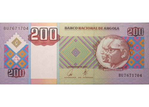 Банкнота Ангола 200 (двести) кванза 2003 год. Pick 148a. UNC
