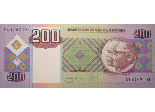 Банкнота Ангола 200 (двести) кванза 2011 год. Pick 148b. UNC