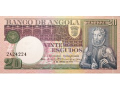 Банкнота Ангола 20 (двадцать) эскудо 1973 год. Pick 104. UNC