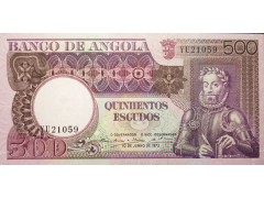 Банкнота Ангола 500 (пятьсот) эскудо 1973 год. Pick 107. UNC