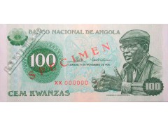 Банкнота Ангола 100 (сто) кванза 1976 год. Образец. Pick 111S. UNC.