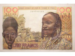 Банкнота Бенин 100 (сто) франков 1961 год. Pick 201Ba. UNC