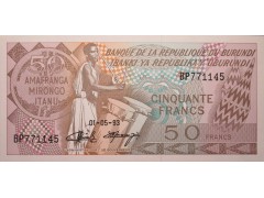 Банкнота Бурунди 50 (пятьдесят) франков 1993 год. Pick 28d. UNC