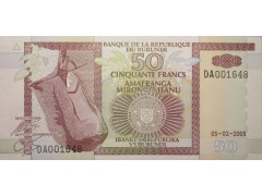 Банкнота Бурунди 50 (пятьдесят) франков 2005 год. Pick 36e. UNC