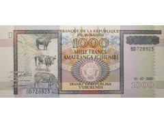 Банкнота Бурунди 1000 (тысяча) франков 2000 год. Pick 39с. UNC