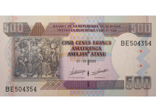 Банкнота Бурунди 500 (пятьсот) франков 2009 год. Pick 45a. UNC