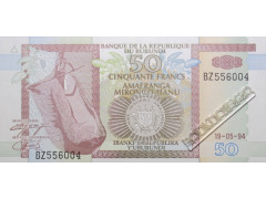 Банкнота Бурунди 50 (пятьдесят) франков 1994 год. Pick 36a. UNC