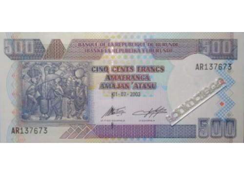 Банкнота Бурунди 500 (пятьсот) франков 2003 год. Pick 38c. UNC