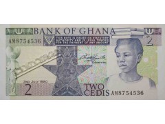 Банкнота Гана 2 (два) седи 1980 год. Pick 18b. UNC