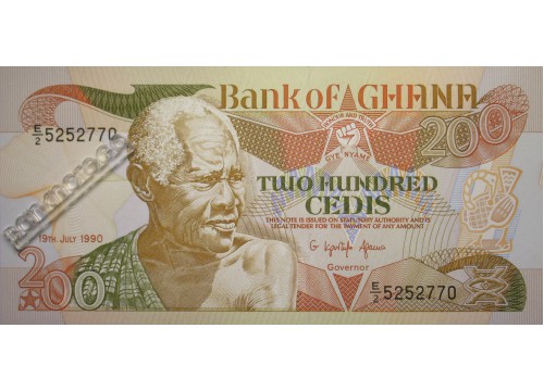 Банкнота Гана 200 (двести) седи 1990 год. Pick 27b. UNC