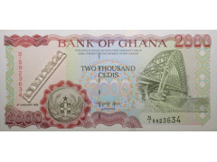 Банкнота Гана 2000 (две тысячи) седи 1995 год. Pick 30b. UNC