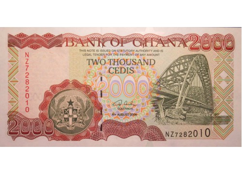 Банкнота Гана 2000 (две тысячи) седи 2006 год. Pick 33i. UNC