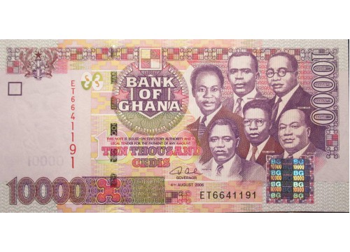 Банкнота Гана 10000 (десять тысяч) седи 2006 год. Pick 35с. UNC