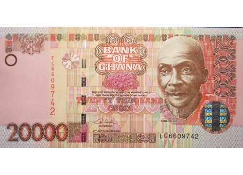 Банкнота Гана 20000 (двадцать тысяч) седи 2002 год. Pick 36a. UNC