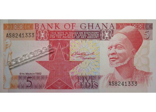 Банкнота Гана 5 (пять) седи 1980 год. Pick 19c. UNC