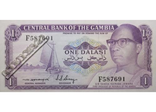 Банкнота Гамбия 1 (один) даласи 1972-86 год. Pick 4c. UNC