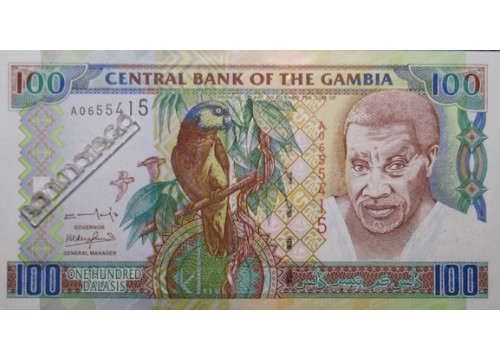 Банкнота Гамбия 100 (сто) даласи 2001- год. Pick 24a. UNC