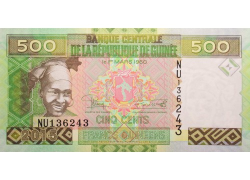 Банкнота Гвинея 500 (пятьсот) франков 2015 год. Pick 47. UNC