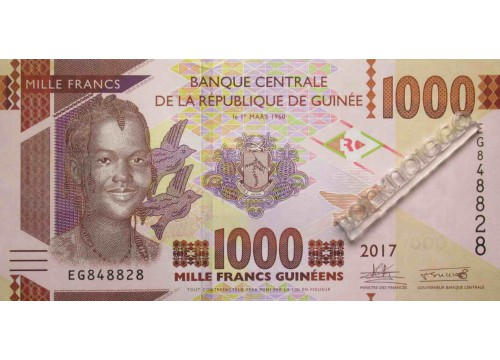 Банкнота Гвинея 1000 (одна тысяча) франков 2017 год. Pick 48b. UNC