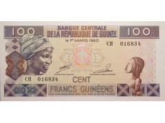 Банкнота Гвинея 100 (сто) франков 2012 год. Pick 35b. UNC