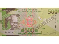 Банкнота Гвинея 500 (пятьсот) франков 2018 год. Pick new. UNC