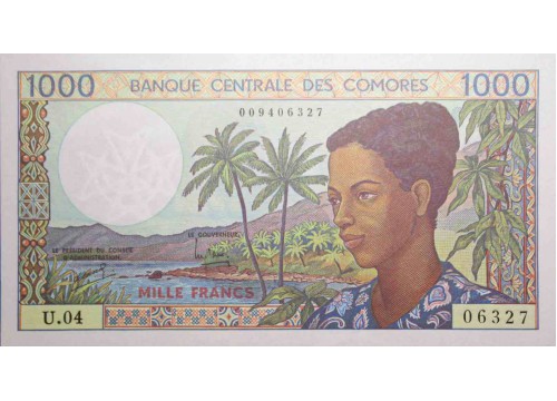 Банкнота Коморские острова 1000 (одна тысяча) франков 1984-2004 год. Pick 11b1. UNC