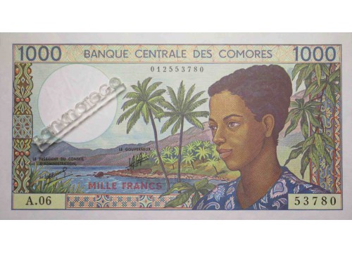 Банкнота Коморские острова 1000 (одна тысяча) франков 1984-2004 год. Pick 11b2. UNC
