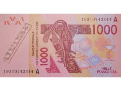 Банкнота Кот-д Ивуар 1000 (тысяча) франков 2019 год. Pick 115A. UNC