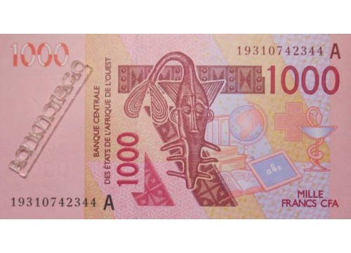 Банкнота Кот-д Ивуар 1000 (тысяча) франков 2019 год. Pick 115A. UNC