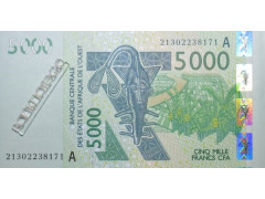 Банкнота Кот-д Ивуар 5000 (пять тысяч) франков 2021 год. Pick 117Au. UNC