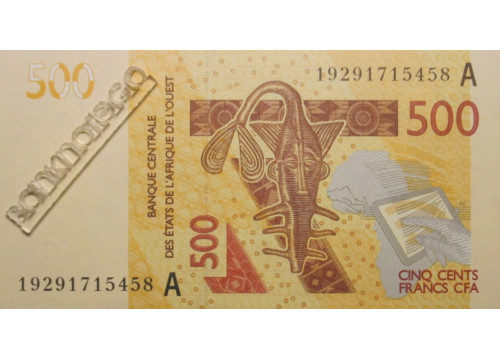 Банкнота Кот-д Ивуар 500 (пятьсот) франков 2019 год. Pick 119A. UNC