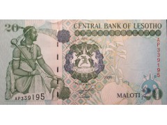Банкнота Лесото 20 (двадцать) малоти 2009 год. Pick 16g. UNC
