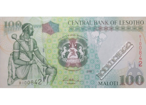 Банкнота Лесото 100 (сто) малоти 2006 год. Pick 19c. UNC