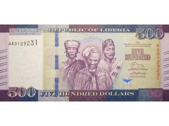 Банкнота Либерия 500 (пятьсот) долларов 2016 год. Pick 36a. UNC