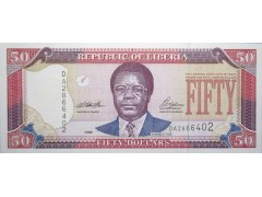 Банкнота Либерия 50 (пятьдесят) долларов 1999 год. Pick 24a. UNC