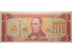 Банкнота Либерия 5 (пять) долларов 2011 год. Pick 26f. UNC