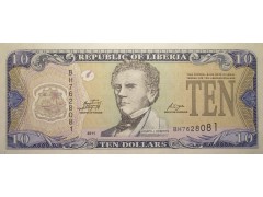 Банкнота Либерия 10 (десять) долларов 2011 год. Pick 27f. UNC