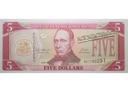 Банкнота Либерия 5 (пять) долларов 2008 год. Pick 26d. UNC